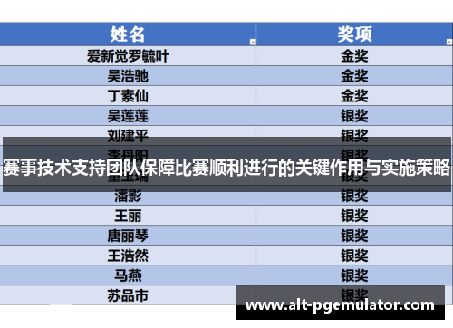 赛事技术支持团队保障比赛顺利进行的关键作用与实施策略